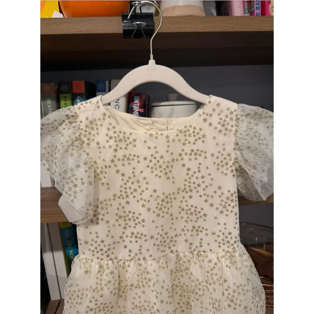American Girl x Janie and Jack Gold Star Tulle Celebration Dress Size 7